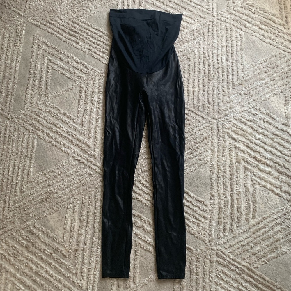 SPANX Maternity Black Faux Leather Leggings
